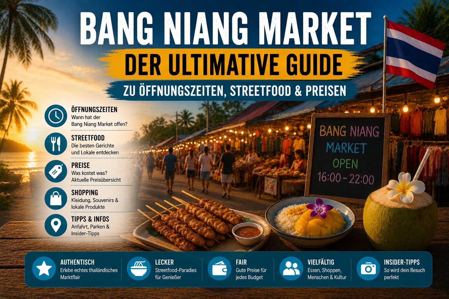 Bang Niang Market: Der ultimative Guide zu Öffnungszeiten, Streetfood & Preisen